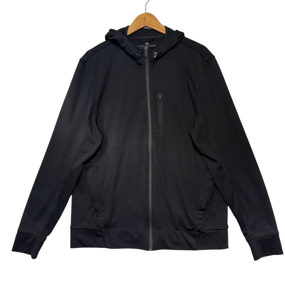 Mack Weldon Stealth Full Zip Hoodie Mens Medium Black Recycled Performance Hoody